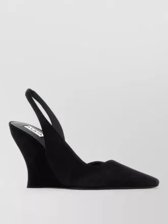 Alaia wave mules suede wedge heel pointed toe