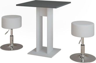 Vicco Set De Mesa De Comedor Repose, Blanco/antracita, 65 X 65 Cm Con 2 Taburetes, Vicco