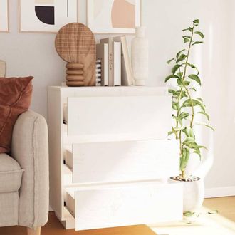 Berkfield Home Sideboard White 60x34x75 cm Solid Wood Pine | Size: 60 x 34 x 75 cm