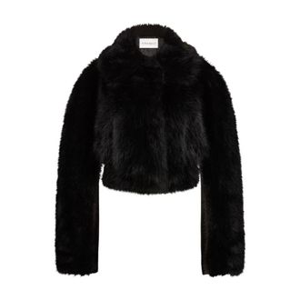 Nina Ricci Faux Fur & Shearling Jackets, female, Black, S, Black Jackets with Concealed Front Fastening