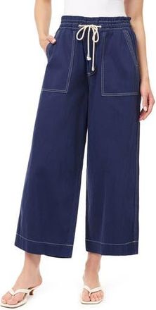 Kensie Trapunto Stitched Pocket Crop Wide Leg Pants in Naval Academy at Nordstrom Rack, Size X-Large