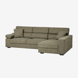 Sklum Sof&aacute; Chaise Longue Derecho De 3 Plazas Con Reposacabezas Regulable Y Asientos Deslizantes Aramis Sklum