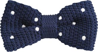 Alizeal Mens Polka Dot Knitted Bow Tie Vintage Casual Handmade Bow Ties, Navy Dots