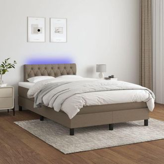 vidaXL Vidaxl - Cama Box Spring Con Colch&oacute;n Y Led Tela Gris Taupe 120x200 Cm