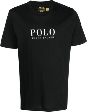 Polo Ralph Lauren Tops, Heren, Zwart, XL, Katoen, Logo T-shirt met ronde hals