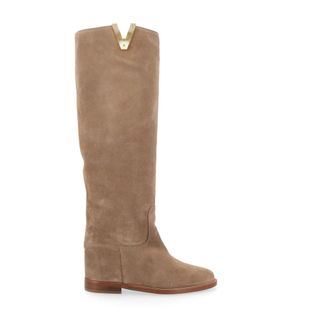 Via Roma 15 Champagne Velour Hoge Laarzen - Dames - Schoenen - Bruin - Maat: 40 EU Velours