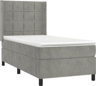 vidaXL Vidaxl - Cama Box Spring Colch&oacute;n Y Led Terciopelo Gris Claro 90x190 Cm