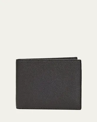 Valextra Mens Leather V-Cut Bifold Wallet