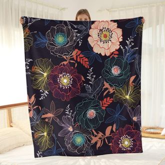 OEM Manta De Franela Multicolor Con Estampado Floral, Suave Y C&aacute;lida, Ideal Para Cama O Sof&aacute;, Para Adultos O Ni&ntilde;os. Dimensiones: 150 X 220 Cm