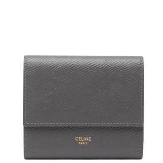 Celine Gray Leather Wallet (Tri-Fold) (Pre-Owned)
