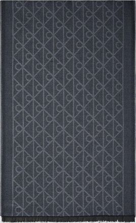 Calvin Klein Sciarpa in poliestere con logo monogram jacquard e bordi sfrangiati