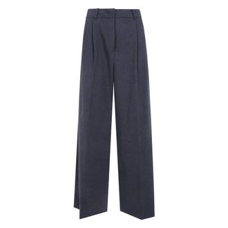 Dunst Wide pantalon met dubbele plooien - Dames - Broeken - Grijs - Maat: L Zijde
