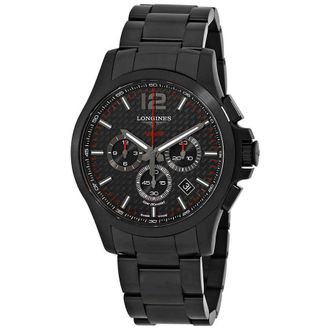 Longines Conquest V.H.P. Black Carbon Dial Mens Chronograph Watch L3.727.2.66.6