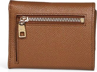 Dolce & Gabbana Womens French Flap Wallet Caramel Dauphine Leather Camel Calf & Purses