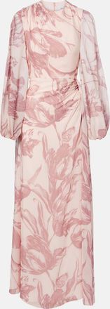 Erdem Abito lungo in voile di seta con stampa floreale