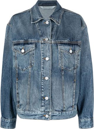 Palm Angels Womens Sunrise Denim Jacket Cobalt Blue - Size Medium