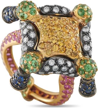 Luxury Bazaar 18K Yellow Gold 0.70ct Diamond and Sapphire Ring MF31-031726