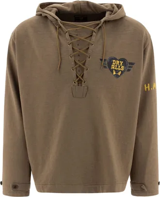 Human Made lace-up hoodie - men - Cotton - L - Brown