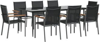 vidaXL Vidaxl - 9 Piece Garden Dining Set Black Textilene and Steel