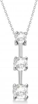 Allurez Three-Stone Graduated Lab Diamond Pendant Necklace 14k White Gold (0.50ct)