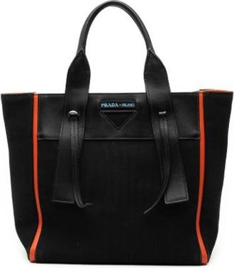 Prada Pre-owned Tote Bags, female, Black, Size: ONE SIZE Pre-owned Canvas Tote Bag
