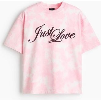 H&M Oversized Fit Heat Reactive Printed T-shirt in Pink/just Love at Nordstrom, Size Xxx-Large