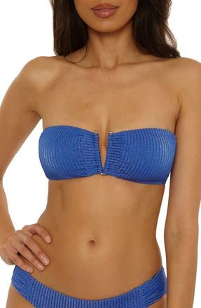 BECCA by Rebecca Virtue Golden Isle V-Wire Bandeau Bikini Top in Lapis at Nordstrom, Size Medium