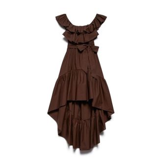 Aniye By Asymmetric Tiered Skirt - Dames - Zomerkleedjes - Bruin - M - Kleedjes