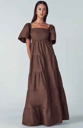 Willa Zelda Tiered Dress in Chocolate at Nordstrom, Size 14