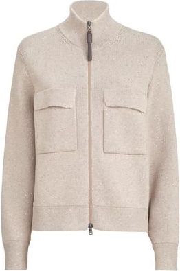 Brunello Cucinelli Cotton Diamond yarn outerwear jacket in Desert at Nordstrom, Size Xx-Small Eu