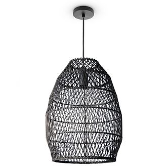Paco Home Paco Home - Luminaria Suspensi&oacute;n Sal&oacute;n Bohemia L&aacute;mparas Cesta L&aacute;mpara Colgante Negro (&oslash;30cm), L&aacute;mpara Colgante - Tipo 3