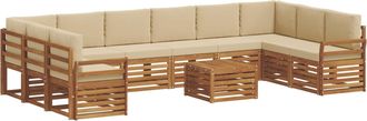 vidaXL Conjunto De Sof&aacute;s De Exterior 11 Uds. Natural Y Beige Vidaxl