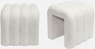 Sweeek Sweeek - Puff contemporáneo de tela, set de 2, Ito, Blanco, 40x38x40 cm