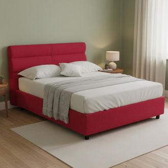 Dmora Cama Matrimonial Briaglia, Desenfundable, Con Almacenaje Made In Italy, Tama&ntilde;o Colch&oacute;n 160x200 Cm, Rojo