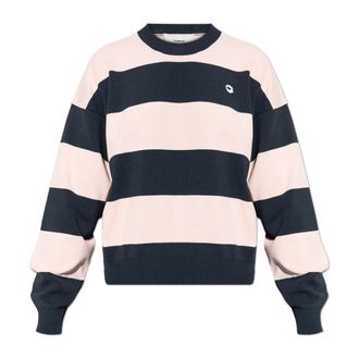 Coperni Truien & Vesten, Dames, Roze, S, Gestreept T-shirt met ronde hals