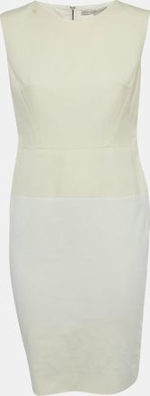 Victoria Beckham Off-White Cotton Blend Sleeveless Short Dress