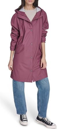 Levi's Water Resistant Hooded Long Rain Jacket in Berry at Nordstrom, Size X-Small