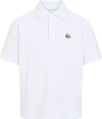 Moncler Logo Katoenen Poloshirt - Heren - Polos - Wit - M - Katoen - Tops