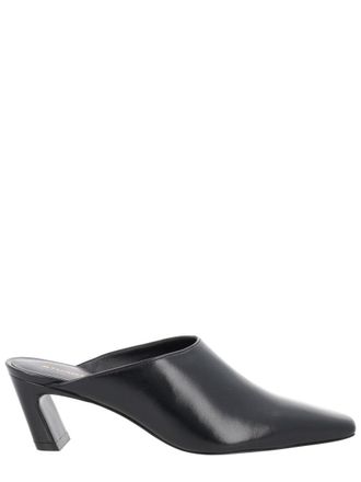 Stuart Weitzman Black Pointed Toe Curved Upper Mules