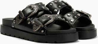 Buffalo Womens Buffalo Raya Ari West Leather Womens Black Sandals - Size: UK 7 / eu 41 / us 10