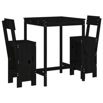 Berkfield Home 3 Piece Garden Bar Set Black Solid Wood Pine