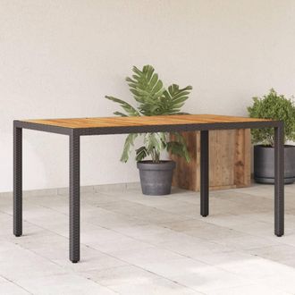 vidaXL Vidaxl - Mesa De Jard&iacute;n Superficie Madera Acacia Rat&aacute;n Negro 150x90x75cm
