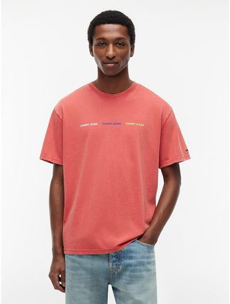 Tommy Hilfiger Mens Tommy Jeans Repeat Logo T-Shirt - Anthem Red - S