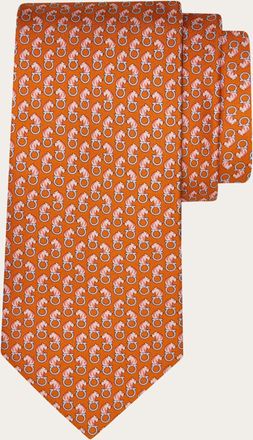 Ferragamo Uomo Cravatta in seta stampa Felino Arancione