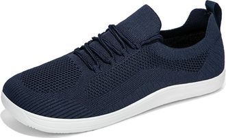 Generic Women Men Comfort Hybrid Shoes, Mesh Knit Wide Toe Minimalist Non-Slip Breathable Sneakers Large Size (Dark Blue,10.5)