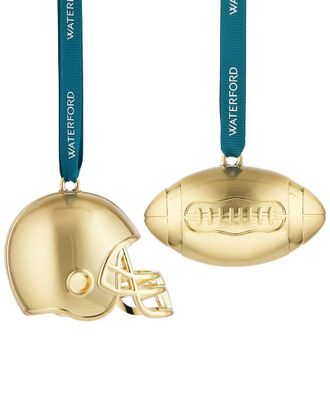 Waterford 2Pc Football & Helmet Ornament Set