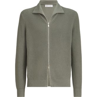 Brunello Cucinelli Half English Rib knit cardigan in Military at Nordstrom, Size 54 It
