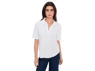 Mod-o-doc Half Sleeve Easy Polo T-Shirts Womens Clothing White 1 : LG (US 12-14), Cotton