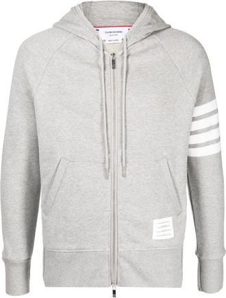 Thom Browne Hoodies & sweatvesten, Heren, Grijs, L, Katoen, Grijze 4-Bar Zip Hoodie