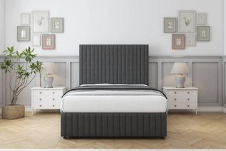 Comfort Beds Khloe Dumfries Divan Set 2 Drawers-54 Headboard-Footboard in Dark Grey | Size: Super King
